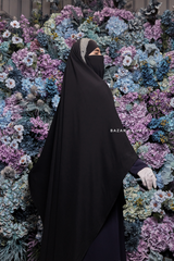 Munawwar Black Extra Long Triangle Diamond Khimar - Soft Nida