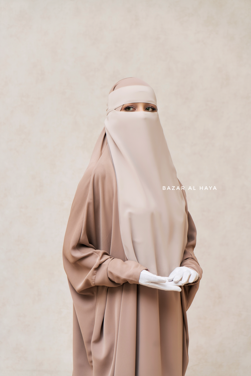 Single Creme Beige Layer Niqab - Super Breathable & Comfy