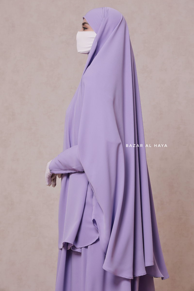 Lilac Yasmin Two Piece Jilbab With Dress & Khimar - Loose Style & Light Soft Breathable