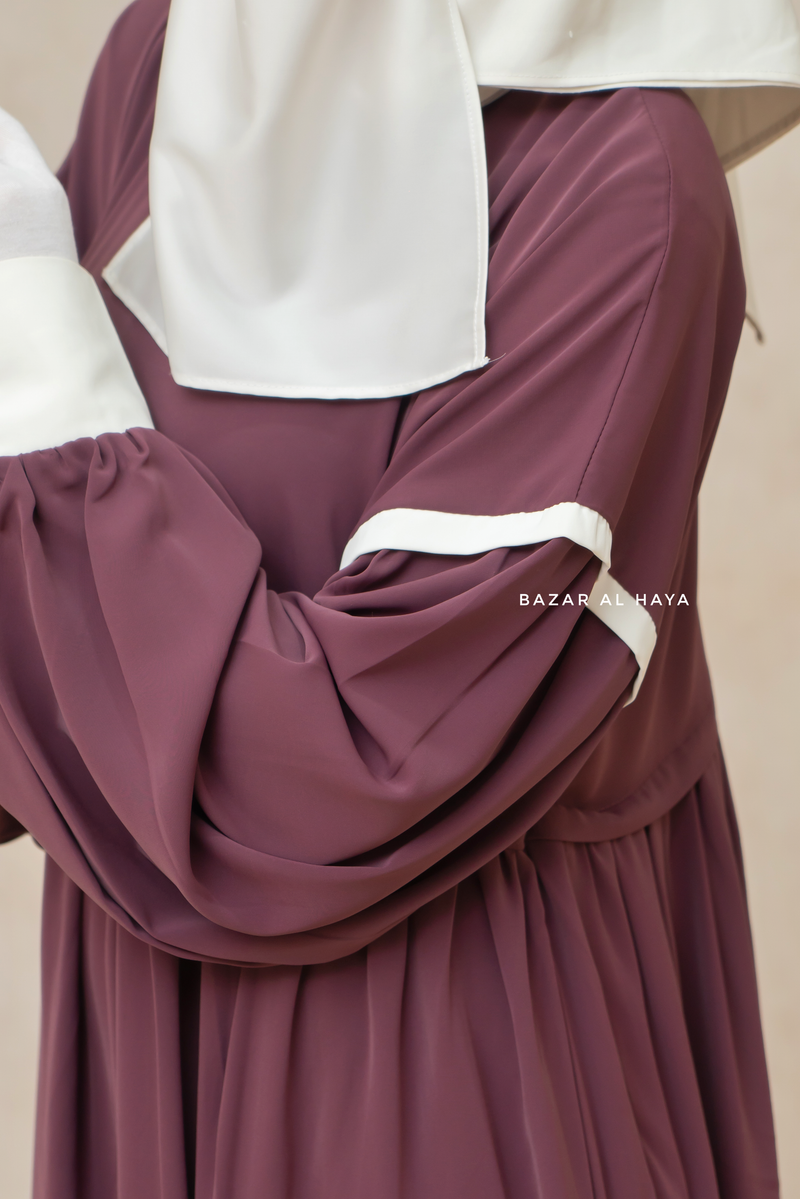 Mubina Grape Tiered Abaya Dress - Loose & Wide In Nidha