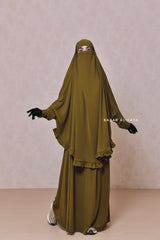 Ibadah Olive Two-piece Jilbab with Skirt, Haj, Umrah & Prayer Set