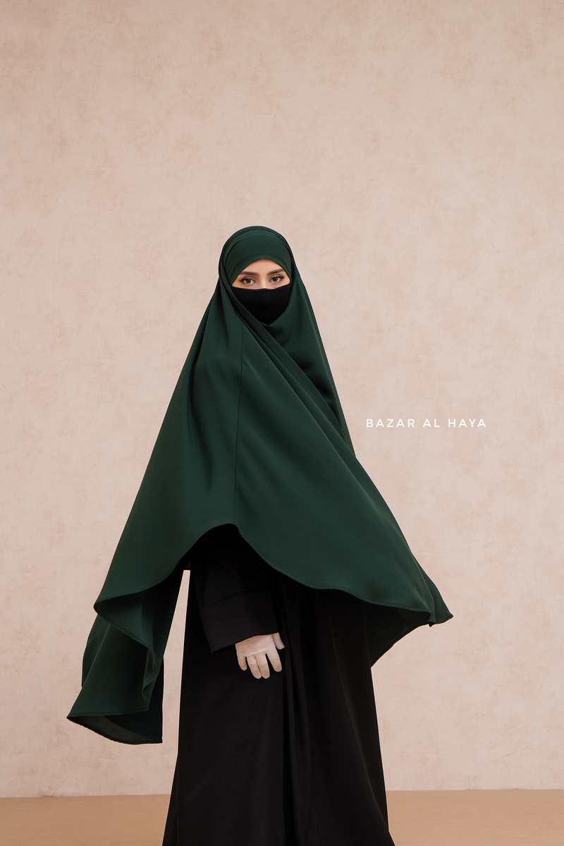 Marwad Maxi Round Diamond Khimar In Emerald - Crepe, Cotton Extra Long