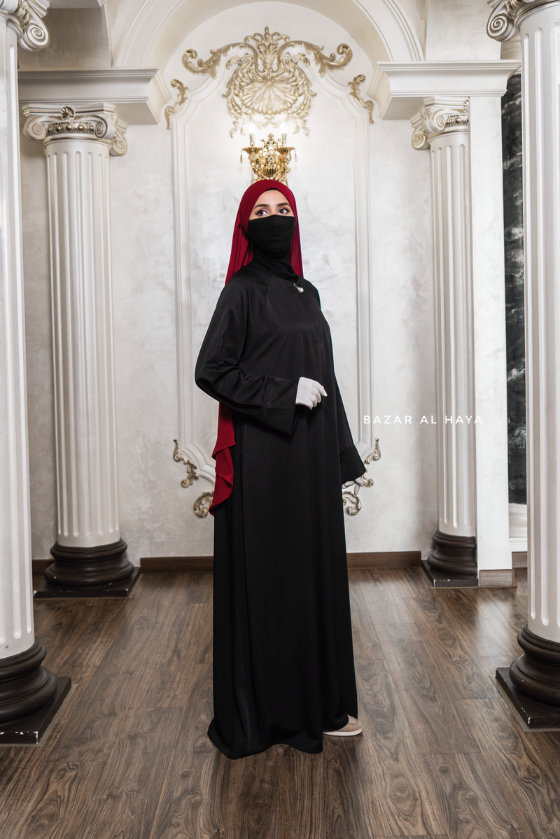 Madina Black Abaya - Soft Relaxed Fit - Mediumweight Silk Crepe