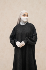 Charcoal Basimah Classic Design Warm Abaya Coat - Premium Wool