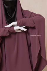 Yasmin Grape Two Piece Jilbab, Dress & Khimar - Long & Loose Style, Light Soft Breathable Fabric