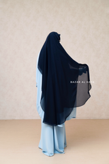 Dark Blue Two Layer Niqab - Long & Wide - Super Breathable Veil