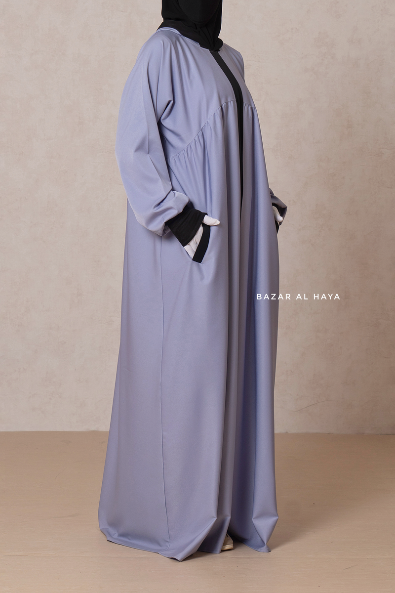 Kalina Lilac Hooded Abaya Dress With Pockets - Soft Crepe Cotton