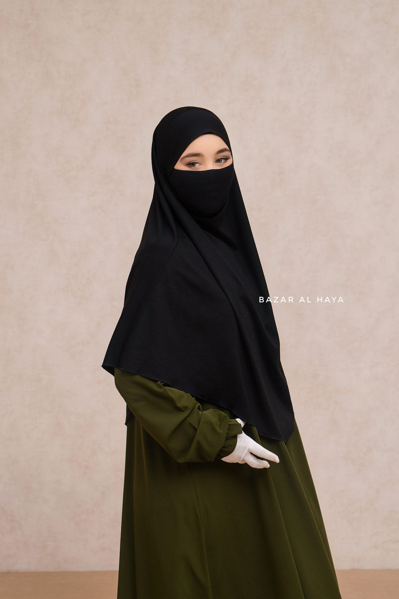 Eliza Black Diamond Khimar - Stretch Cotton - Medium