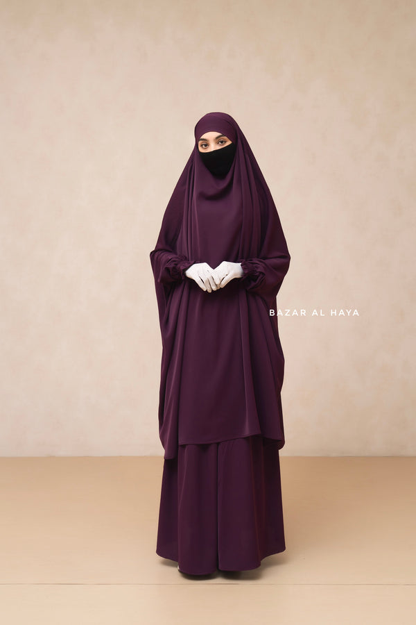 Hoor - Two Piece Purple Jilbab With Skirt- Long & Loose
