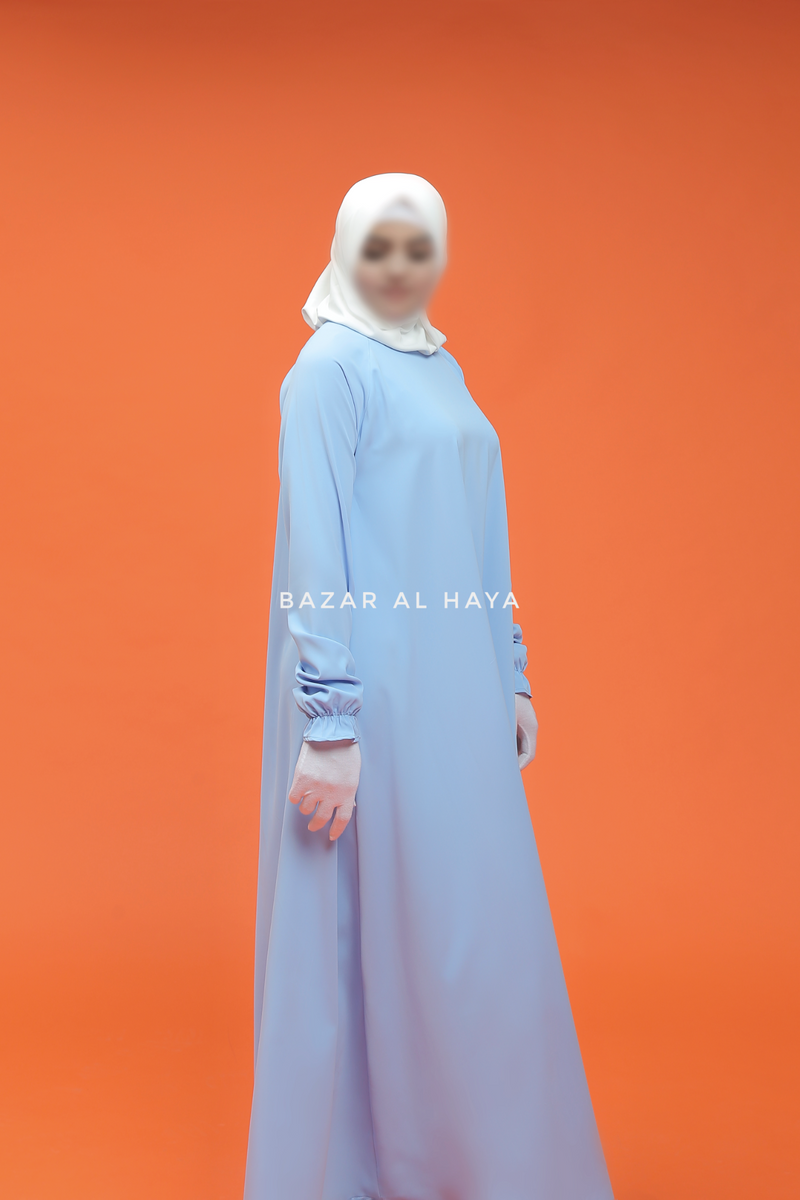 Baby Blue Salam Abaya - Loose & Wide In Nidha