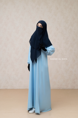 Square Scarf With Half Niqab Set In Dark Blue - Super Breathable - Medium