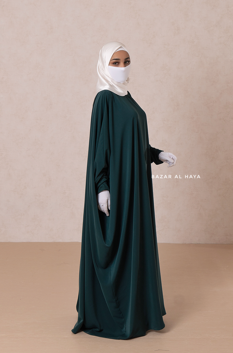 Emerald Faraasha Butterfly Wide Abaya - Silk Crepe