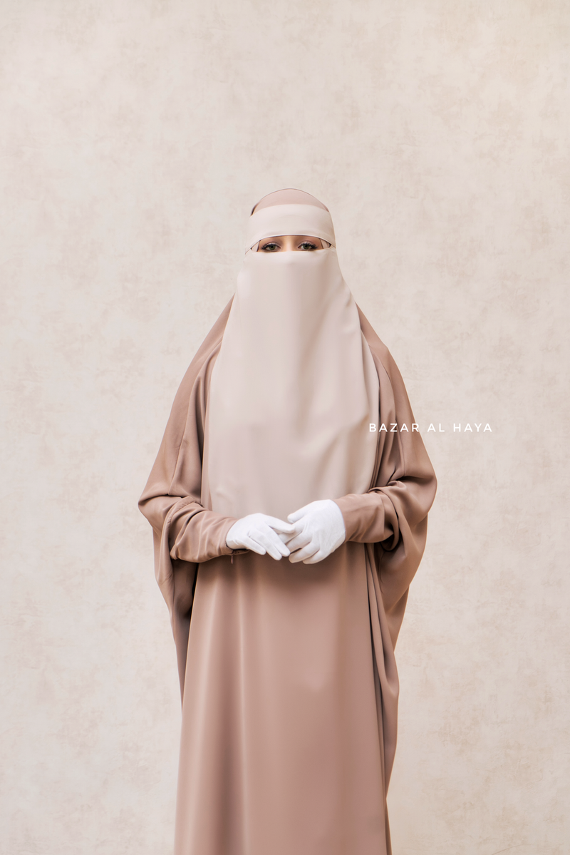 Single Creme Beige Layer Niqab - Super Breathable & Comfy