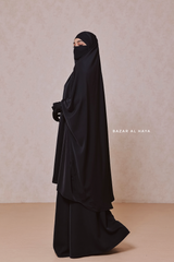 Hoor Two Piece  Black Jilbab With Skirt- Long & Loose