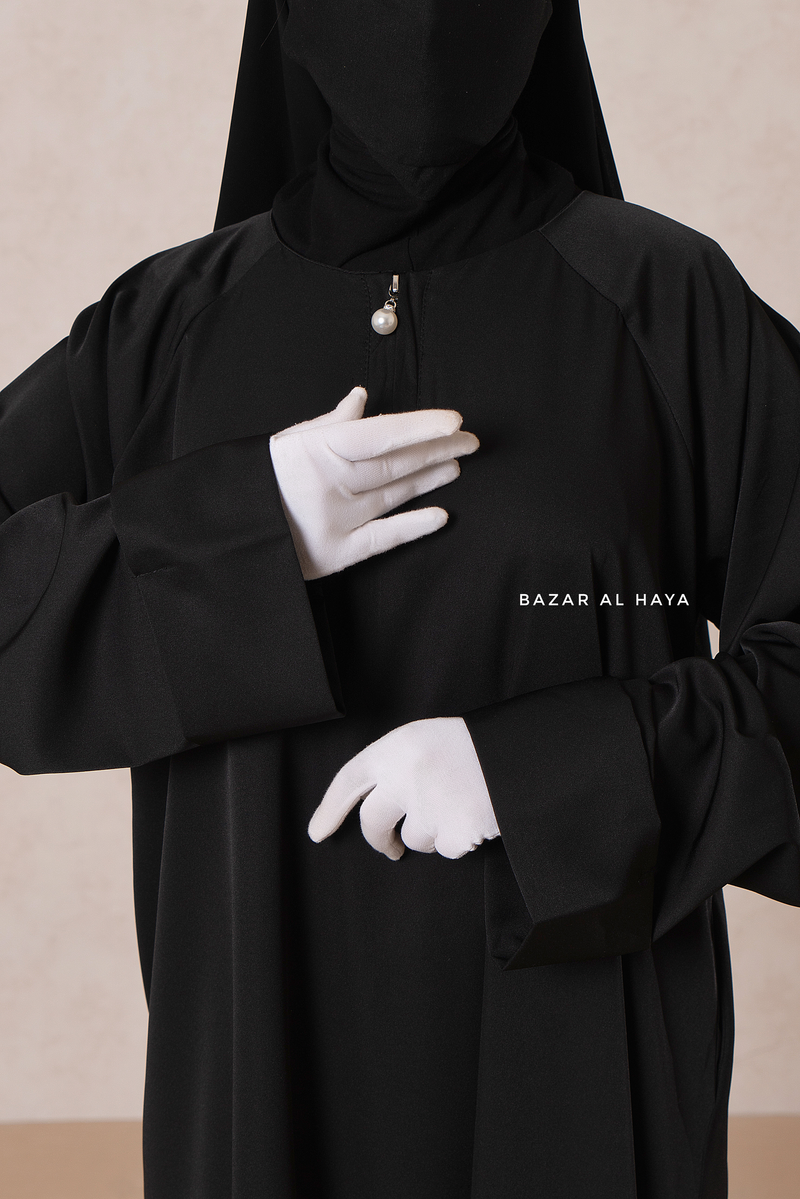 Black Madina Abaya - Soft Relaxed Fit - Mediumweight Silk Crepe