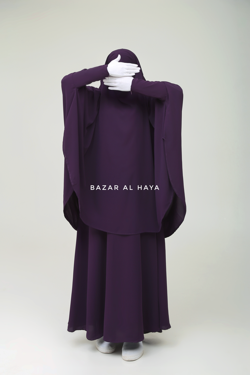 Yasmin Purple Two Piece Jilbab With Dress & Khimar - Loose Style & Light Soft Breathable