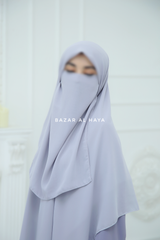 Silver Square Scarf With Half Niqab Set - Super Breathable - Quality