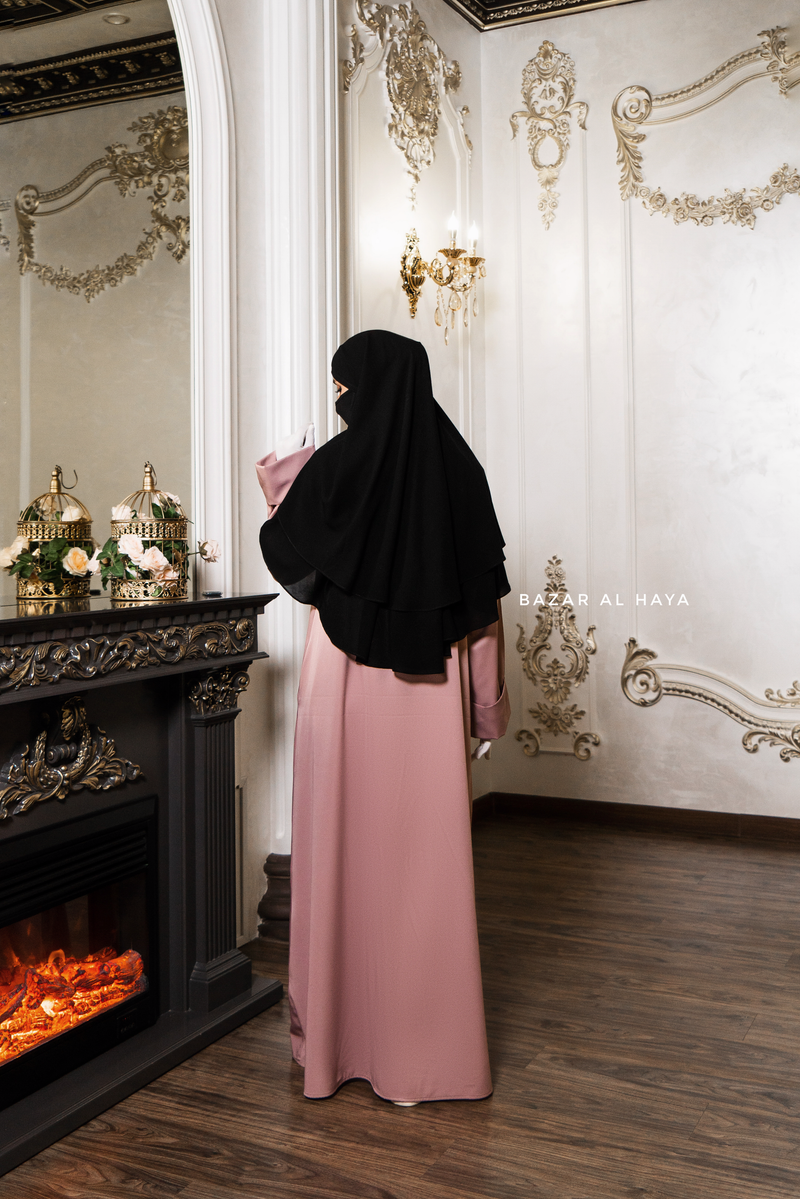 Madina Dusty Rose Abaya - Soft Relaxed Fit - Mediumweight Silk Crepe