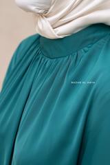 Bushra Dress - Jade Green Layered Ruffle Sleeve Abaya - Premium Sultansha