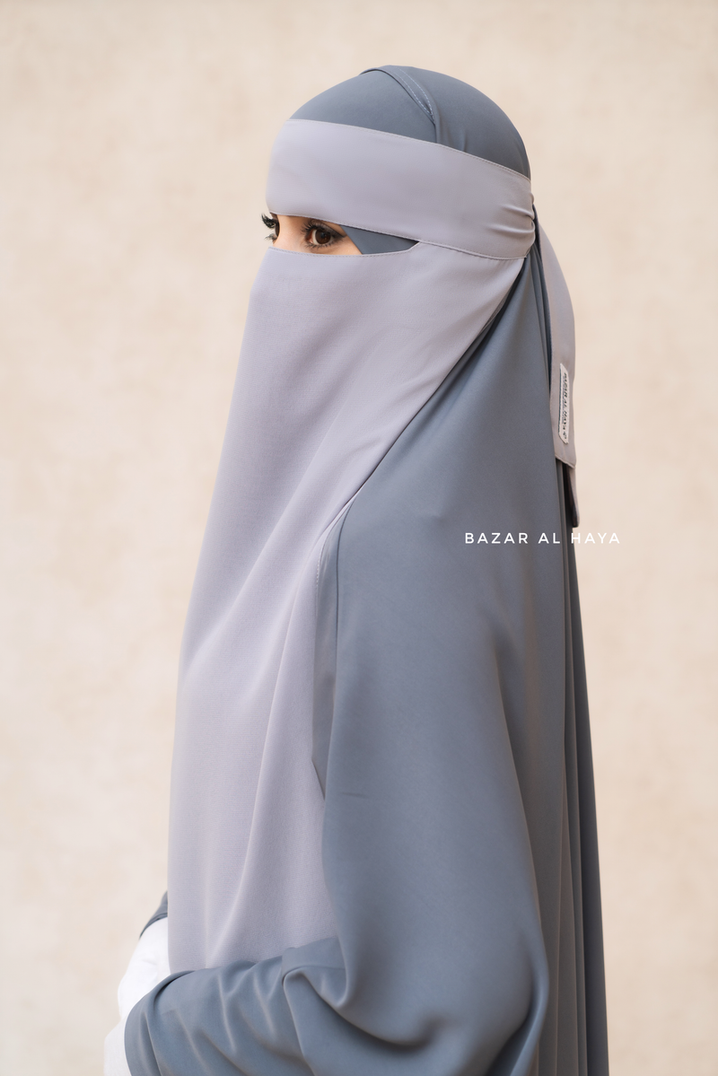 Silver Single Layer Niqab - Super Breathable & Comfy