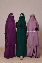 Hoor - Two Piece Jilbab With Skirt Set - Silk Crepe