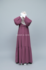 Mubina Grape Tiered Abaya Dress - Loose & Wide In Nidha