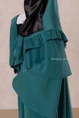 Bushra Dress - Jade Green Layered Ruffle Sleeve Abaya - Premium Sultansha