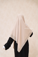 Creme Beige Square Scarf With Half Niqab Set - Super Breathable