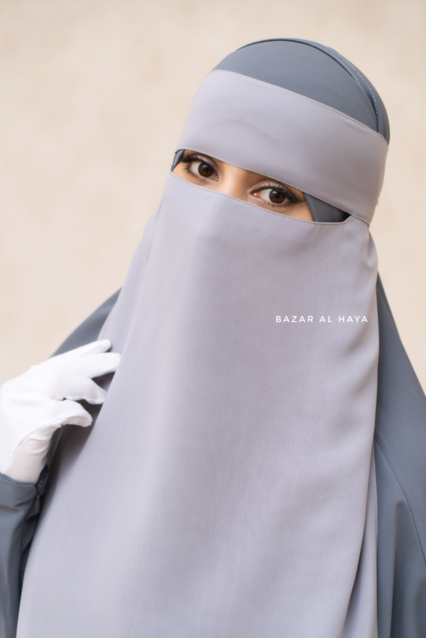 Silver Single Layer Niqab - Super Breathable & Comfy