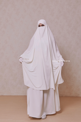 White Hoor - Two Piece Jilbab With Skirt- Long & Loose