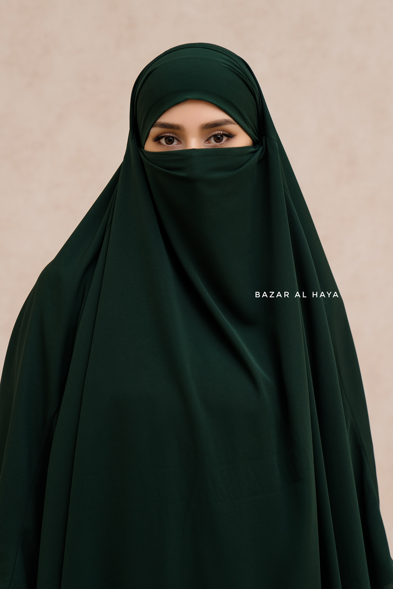 Marwad Maxi Round Diamond Khimar In Emerald - Crepe, Cotton Extra Long