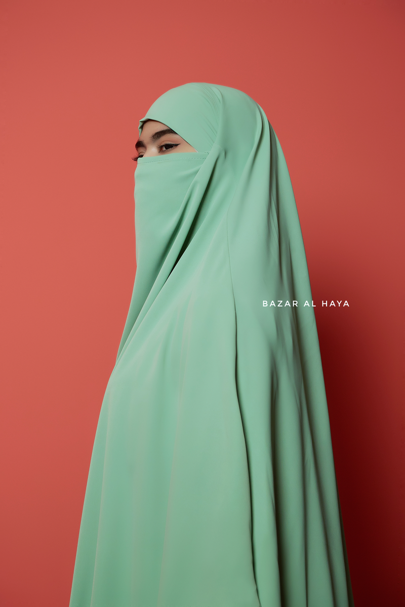 Mubarak Mint Long Triangle Diamond Khimar - Nida Extra Long