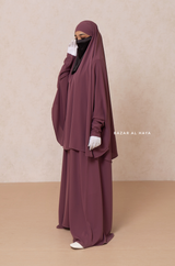 Yasmin Grape Two Piece Jilbab, Dress & Khimar - Long & Loose Style, Light Soft Breathable Fabric