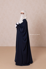 Navy Faraasha Butterfly Wide Abaya - Silk Crepe