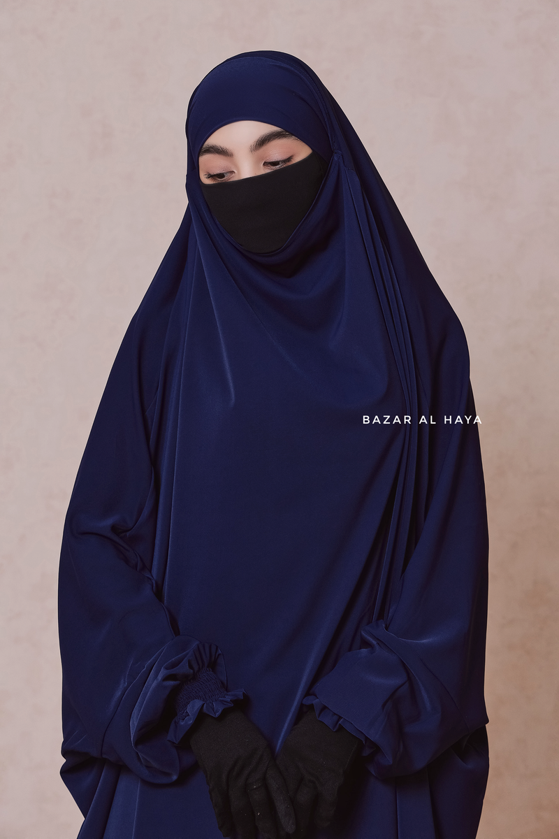 Dark Blue Hoor - Two Piece Jilbab With Skirt - Long & Loose