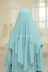 Mint Tieback Ruffle Short Khimar - Soft Cotton