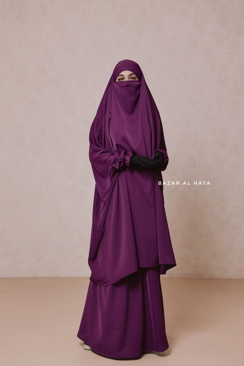 Purple Hoor - Two Piece Jilbab With Skirt- Long & Loose