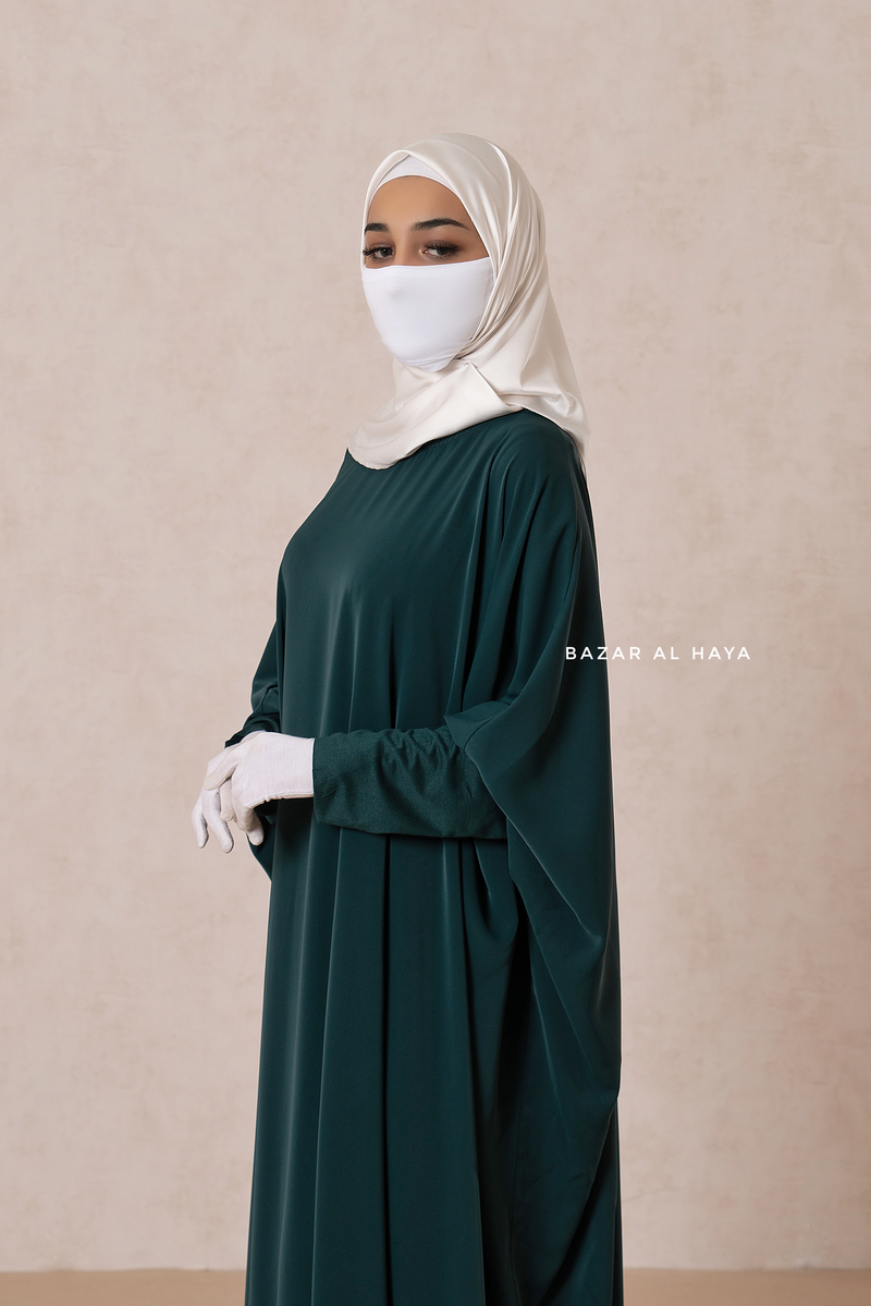 Emerald Faraasha Butterfly Wide Abaya - Silk Crepe