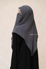 Square Scarf With Half Niqab Set in Grey - Super Breathable