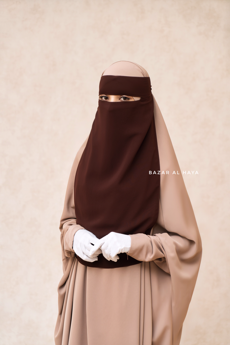 Brown Single Layer Niqab - Super Breathable - Medium & Large