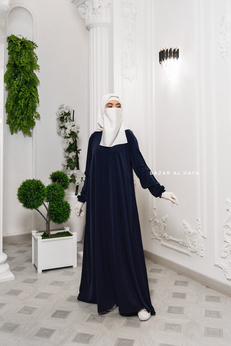 Navy Salam Abaya - Loose & Wide Bottom