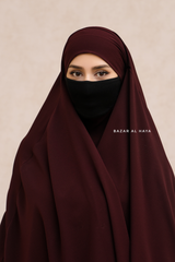 Marwad Maxi Round Diamond Khimar In Burgundy - Crepe, Cotton Extra Long