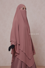 Pari Taupe Rose Two Layered Maxi Diamond Khimar - Crepe Chiffon