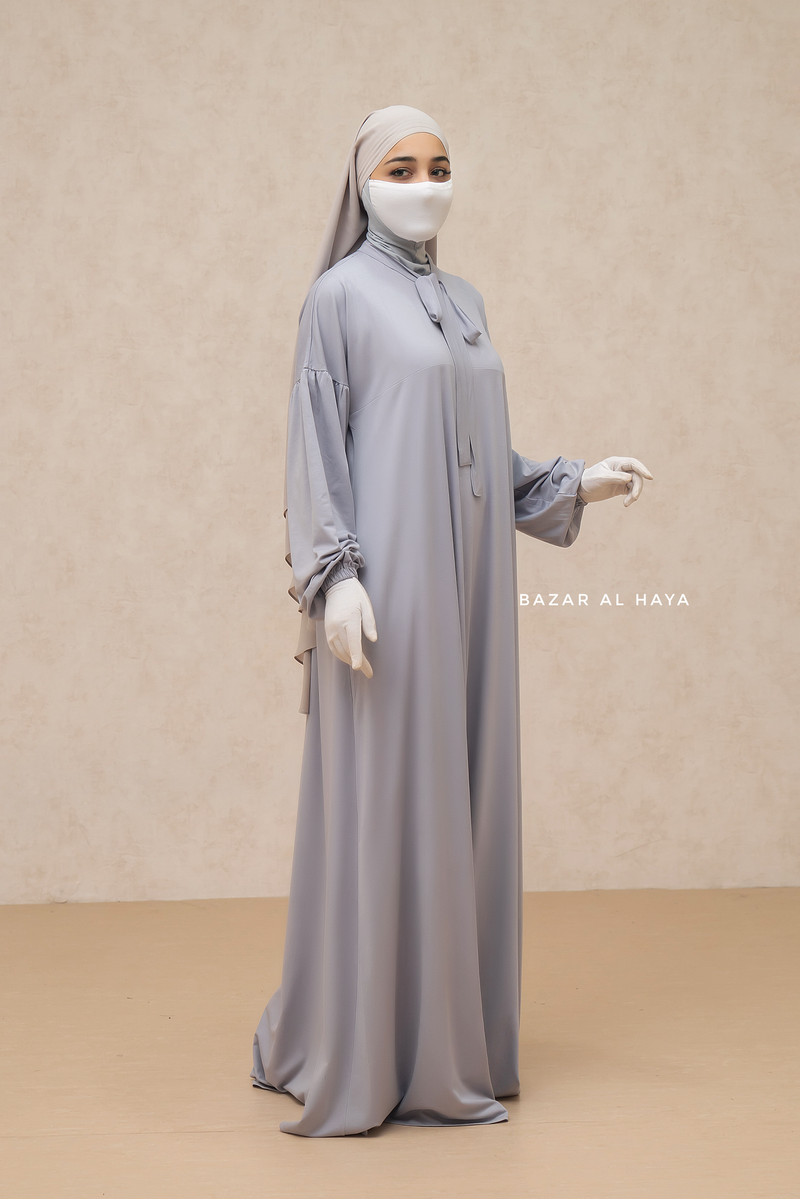 Eliza Silver Cotton Super Soft & Breathable Abaya Dress - Cozy