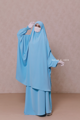 Baby Blue Hoor - Two Piece Jilbab With Skirt- Long & Loose