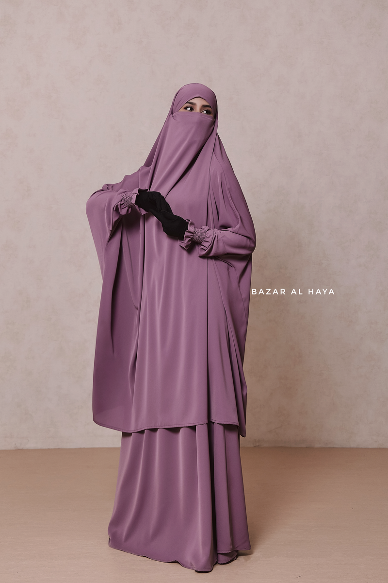 Hoor Dusty Rose - Two Piece Jilbab With Skirt- Long & Loose