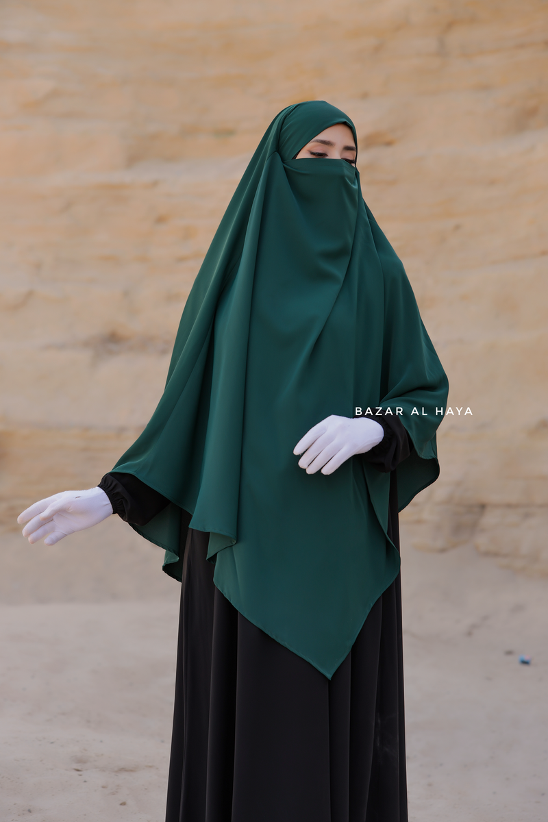 Mubarak Emerald Long Triangle Diamond Khimar - Nidha Extra Long