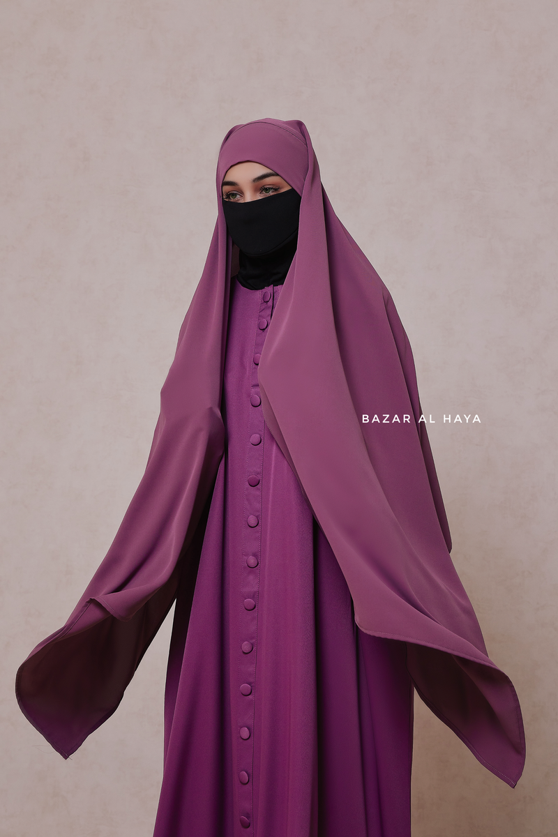 Mauve Tie Back Scarf & Khimar - Long Rectangle Shape - Style & More