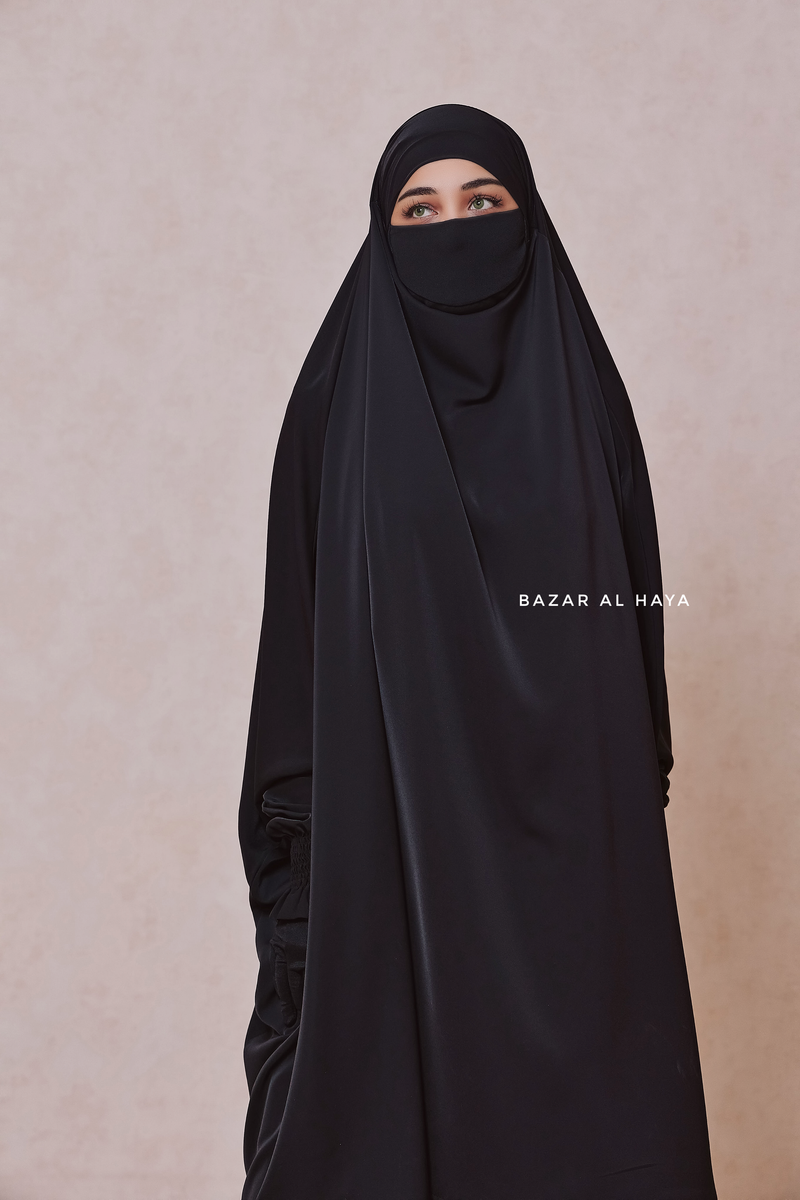 Hoor Two Piece  Black Jilbab With Skirt- Long & Loose