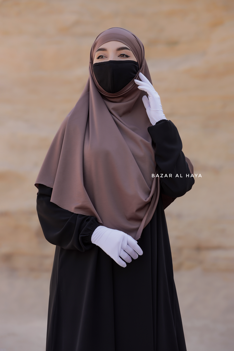 Coffee Eliza Diamond Khimar - Stretch Cotton - Medium